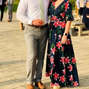 Floral maxi wrap dress - size medium - like new